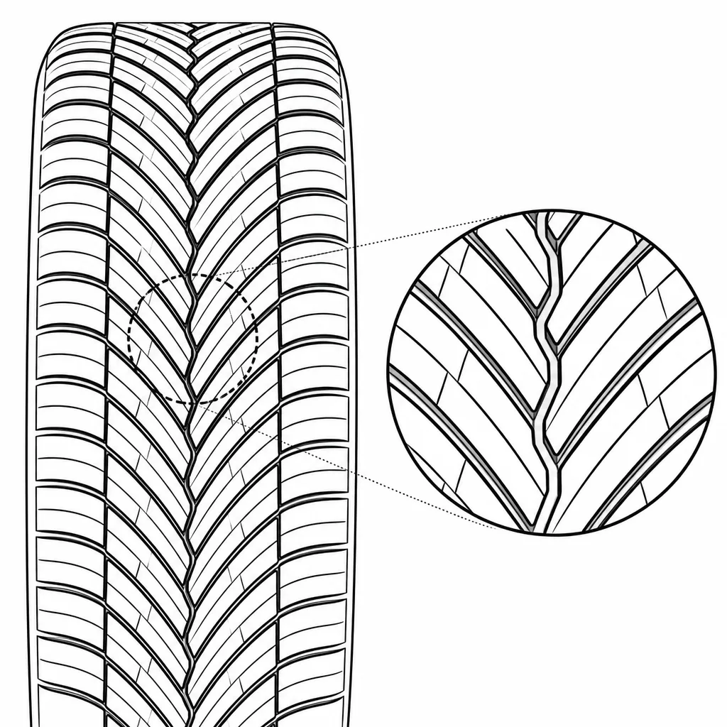 Schéma illustratif : Forte proportion de gomme autour du sillon médian étroit
