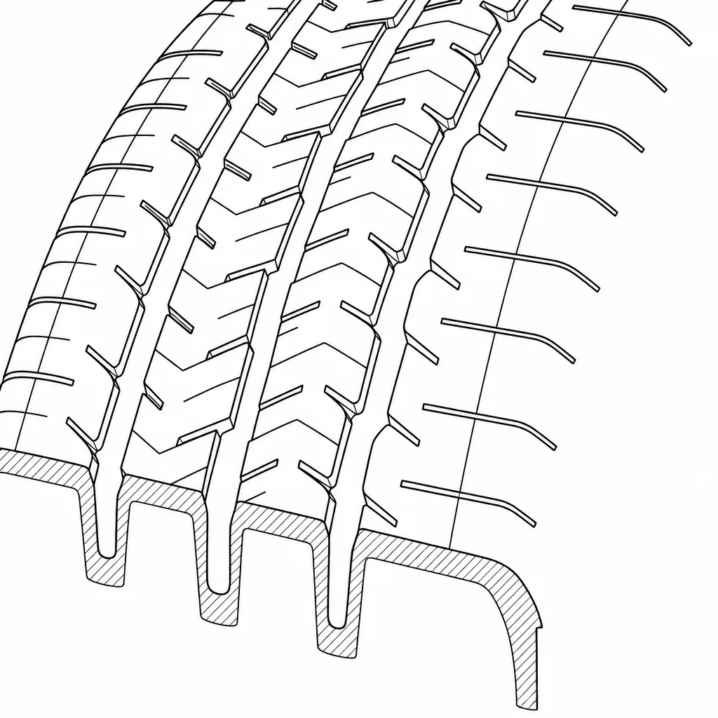 Schéma illustratif : Flancs de rangées délimités par des rainures sinueuses