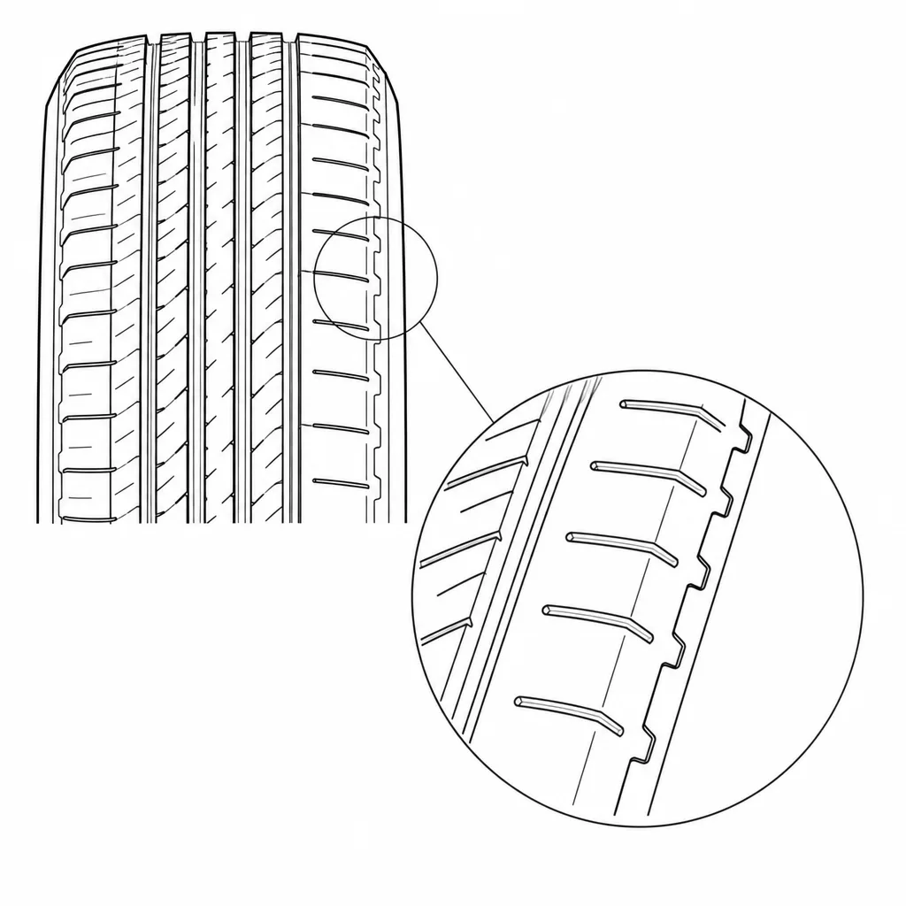 Schéma illustratif : Bord extérieur légèrement crénelé par des encoches répétées