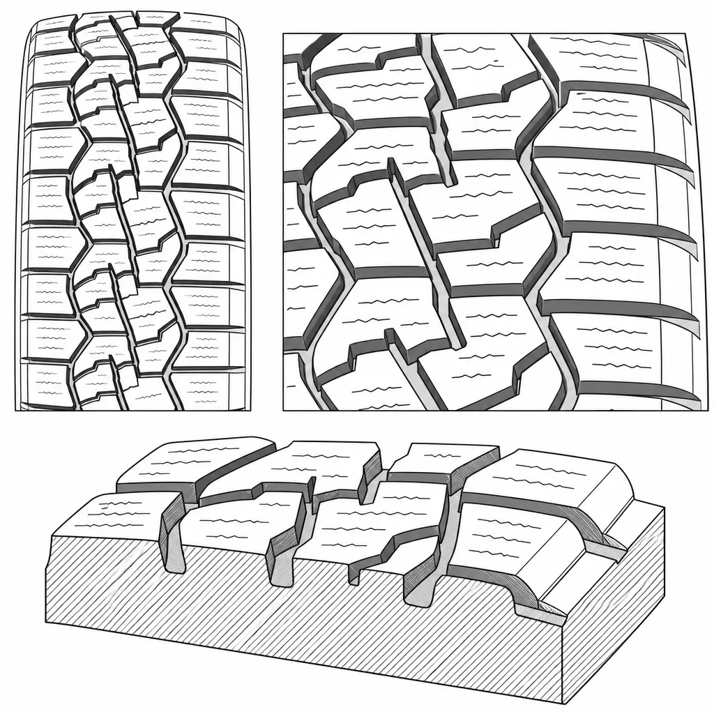 Schéma illustratif : Discontinuité de la gomme de surface entre les pavés centraux