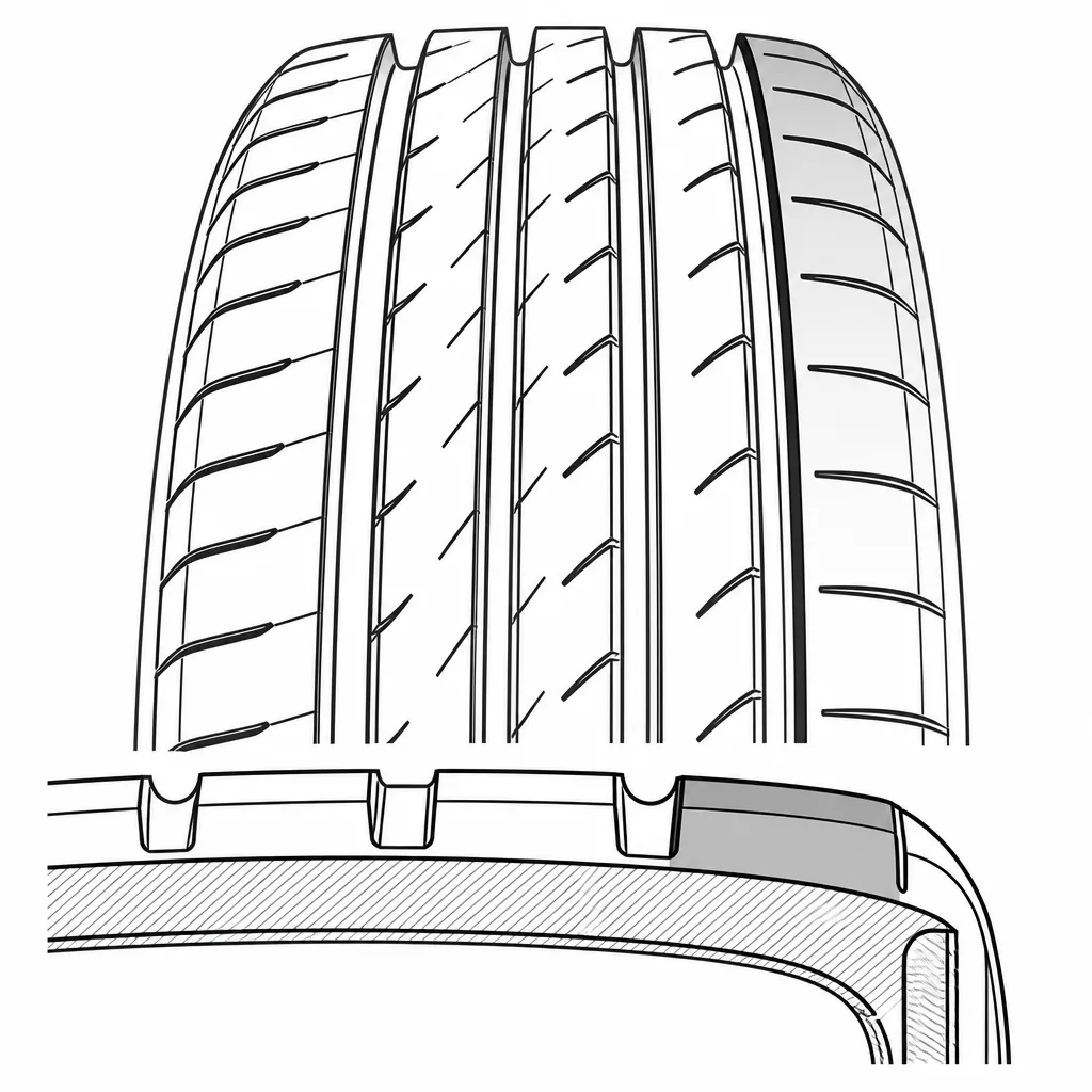 Schéma illustratif : Bord périphérique d’épaule à forte continuité de gomme