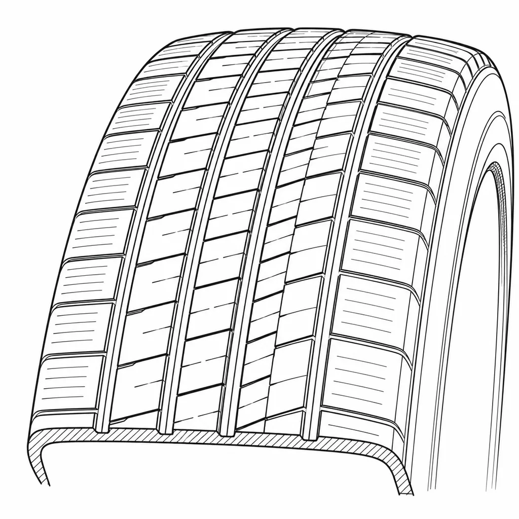 Schéma illustratif : Quatre rainures circonférentielles principales de faible largeur