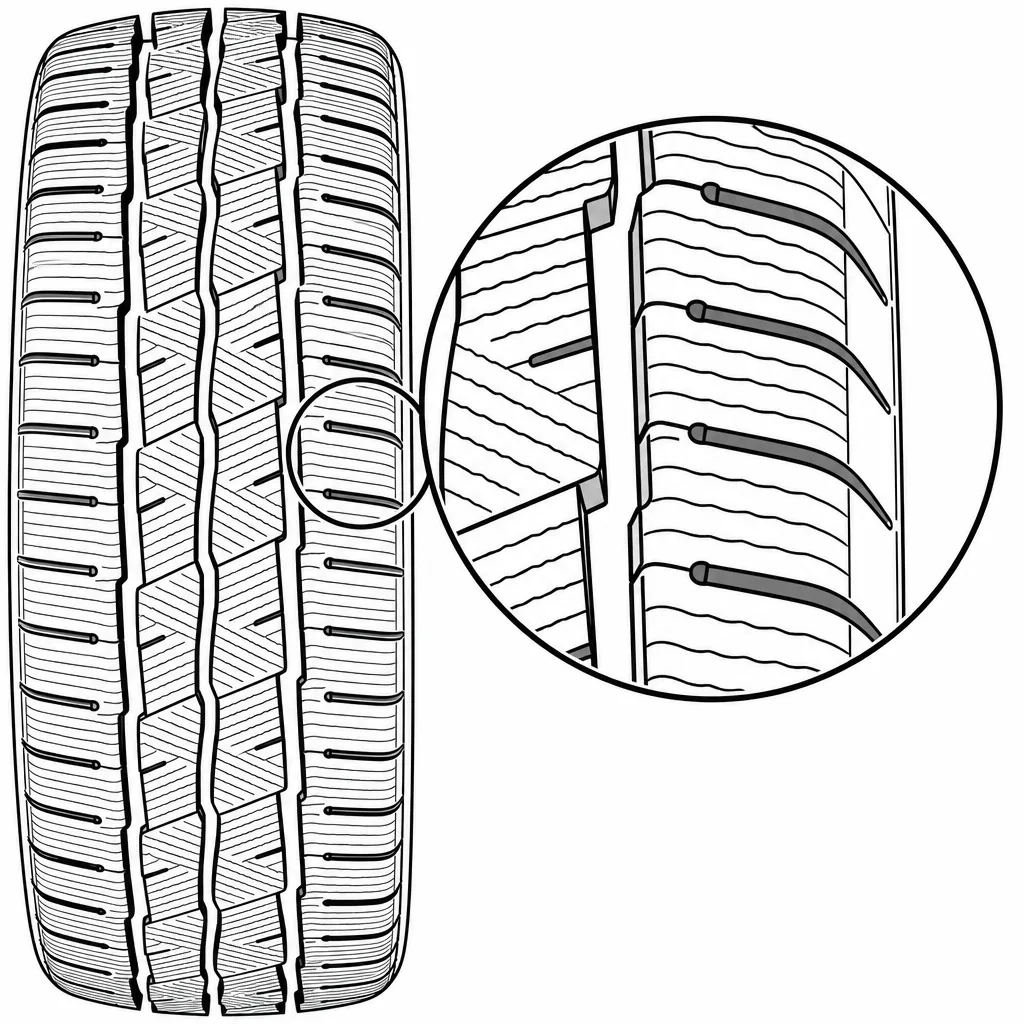 Schéma illustratif : Pavés d’épaule rectangulaires rapprochés, séparés par des encoches transversales étroites