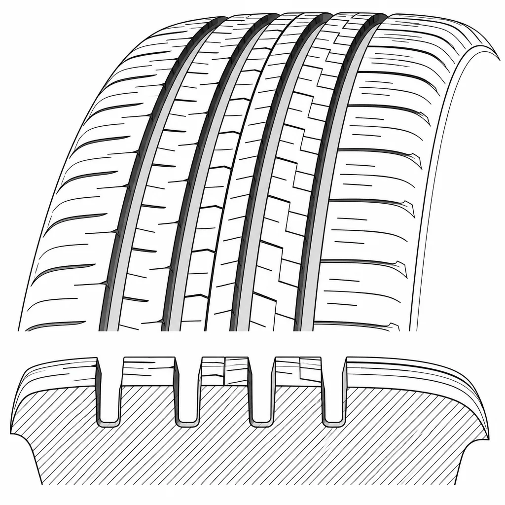Schéma illustratif : Bandes porteuses étroites délimitées par quatre sillons principaux
