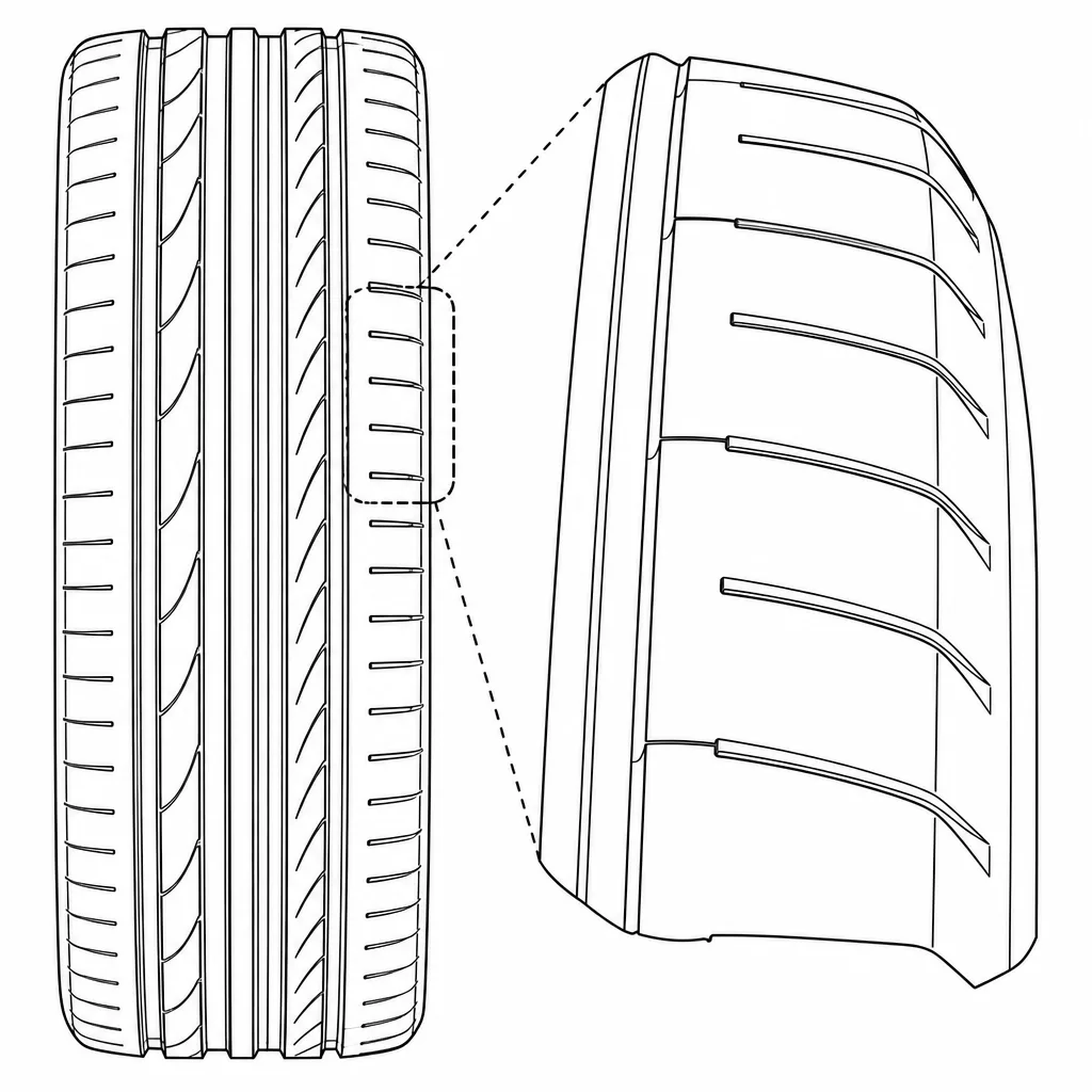 Schéma illustratif : Encoches d'épaule courtes et régulièrement espacées