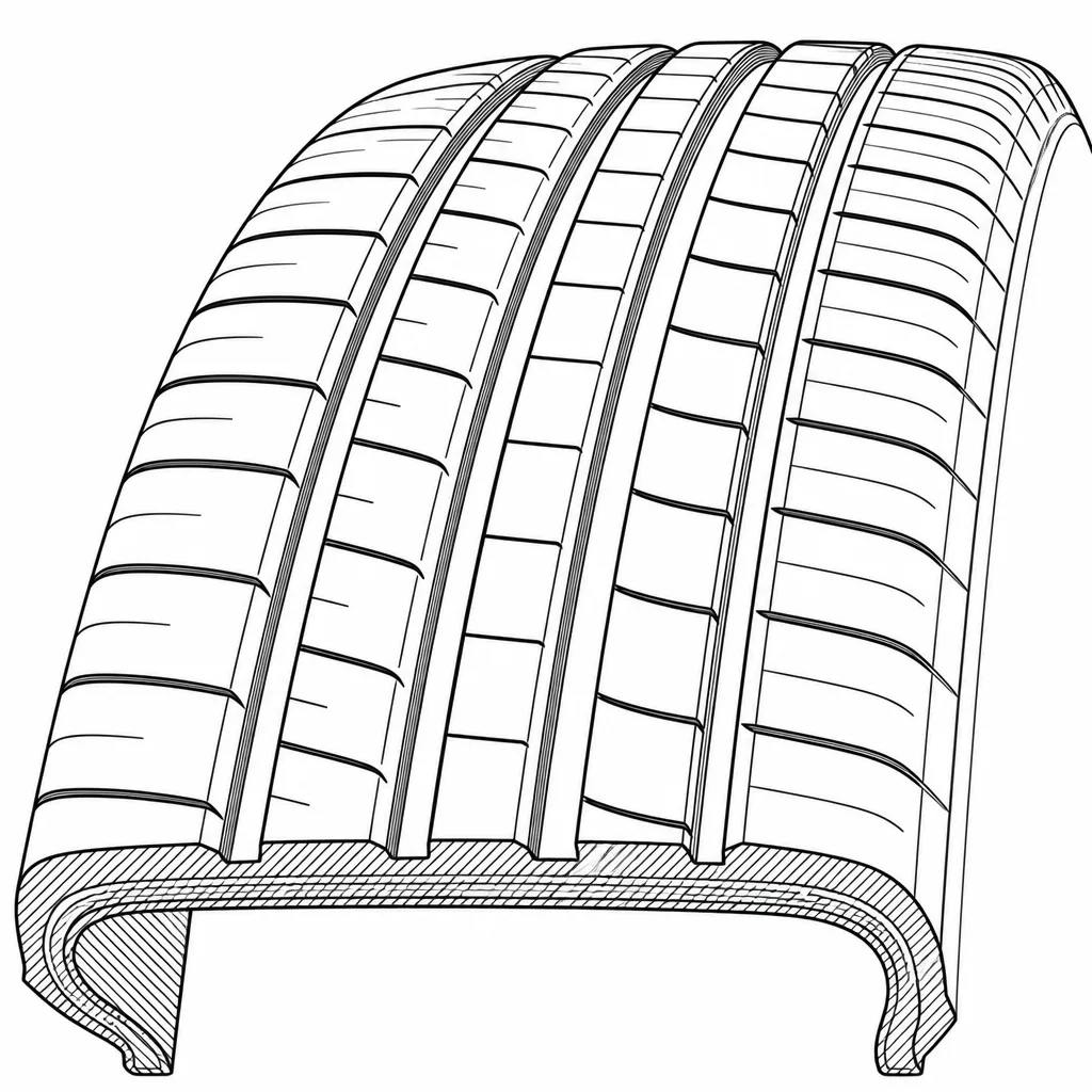 Schéma illustratif : Continuité circonférentielle dominante des bandes de gomme