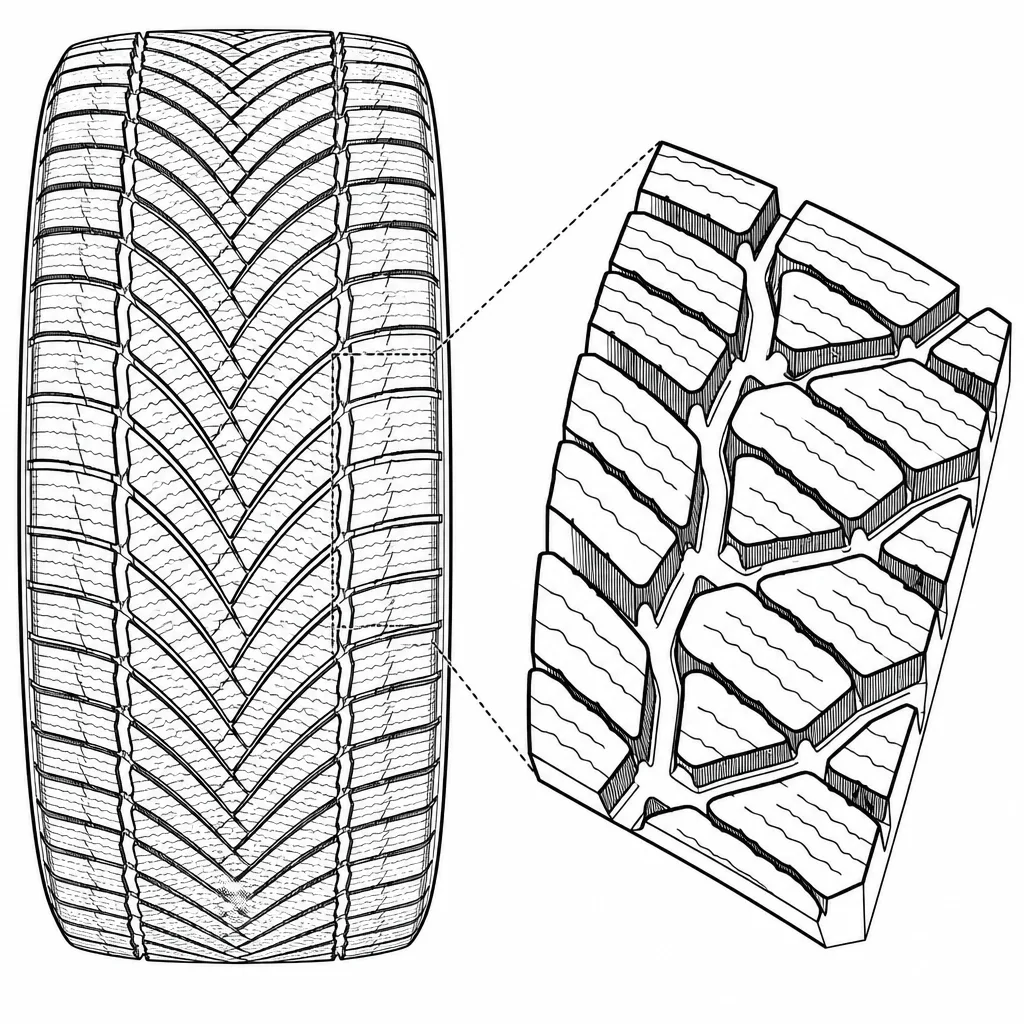 Schéma illustratif : Réseau combinant passages sinueux et branches obliques