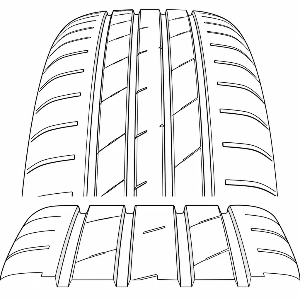Schéma illustratif : Rubans centraux étroits délimités de chaque côté par un sillon