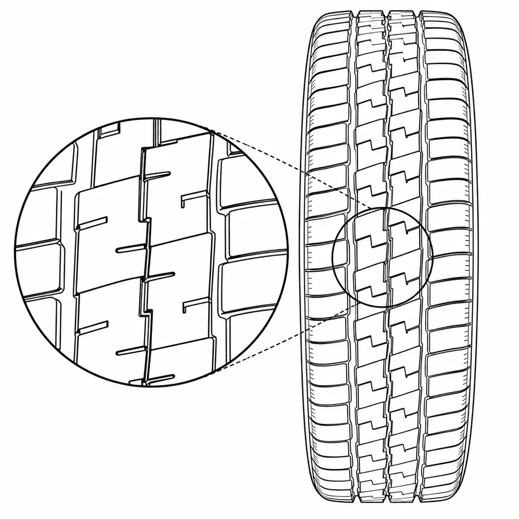 Schéma illustratif : Sections étroites de gomme entre les incisions des blocs centraux