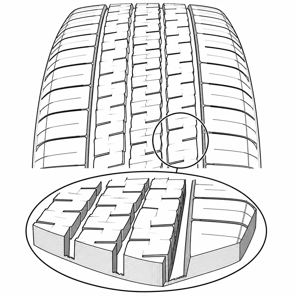 Schéma illustratif : Gradient de rigidité entre le centre très découpé et les épaules plus liées
