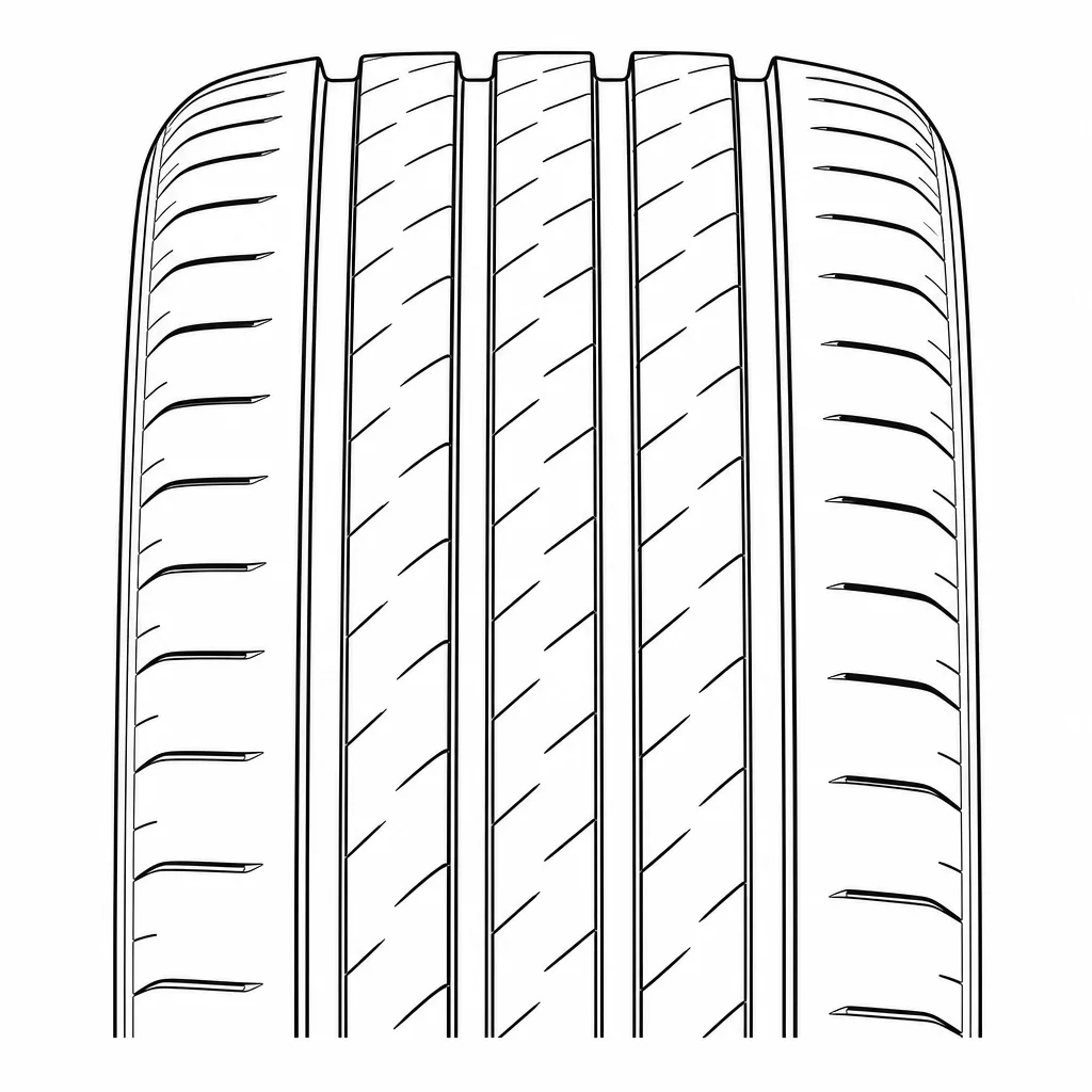 Schéma illustratif : Cinq bandes de gomme séparées par les quatre sillons principaux