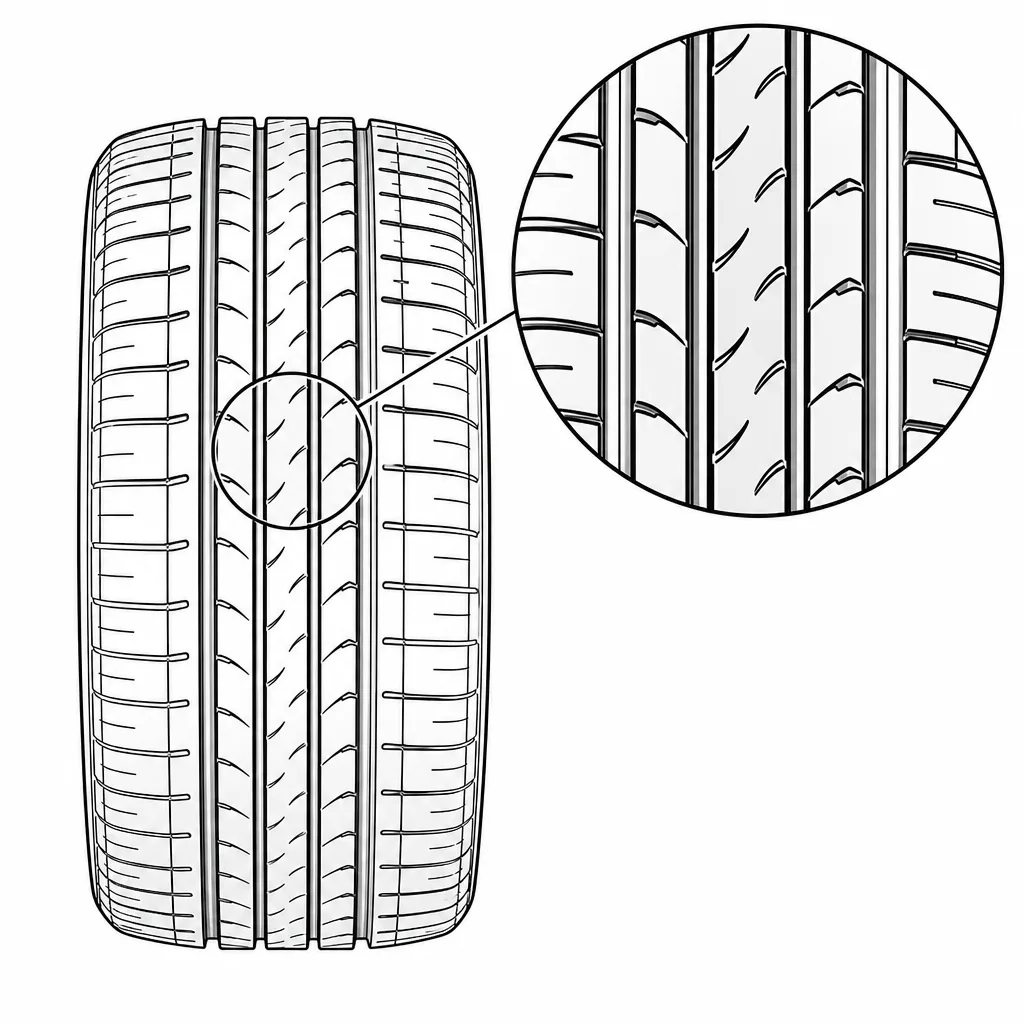 Schéma illustratif : Chemins de gomme longitudinaux au centre