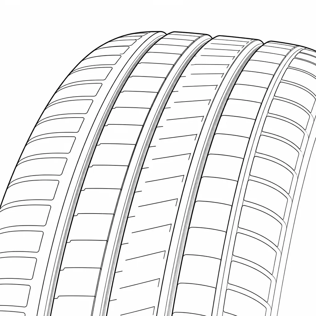 Schéma illustratif : Quatre rainures circonférentielles séparant plusieurs bandes étroites