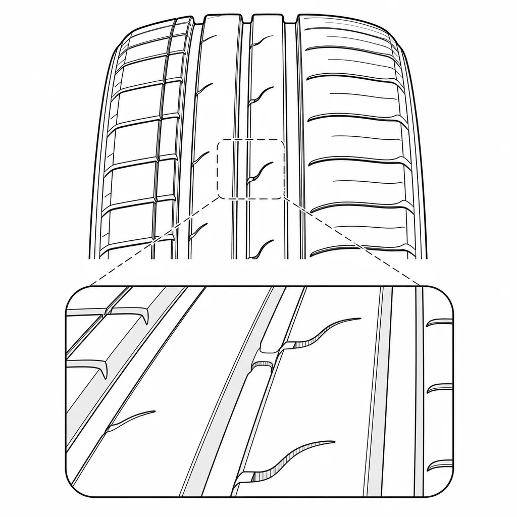 Schéma illustratif : Ponts de gomme conservés autour des incisions centrales