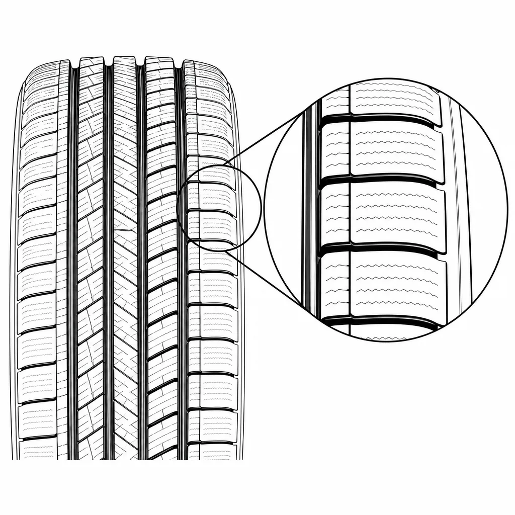 Schéma illustratif : Taux de gomme élevé aux épaules entre les entailles régulières