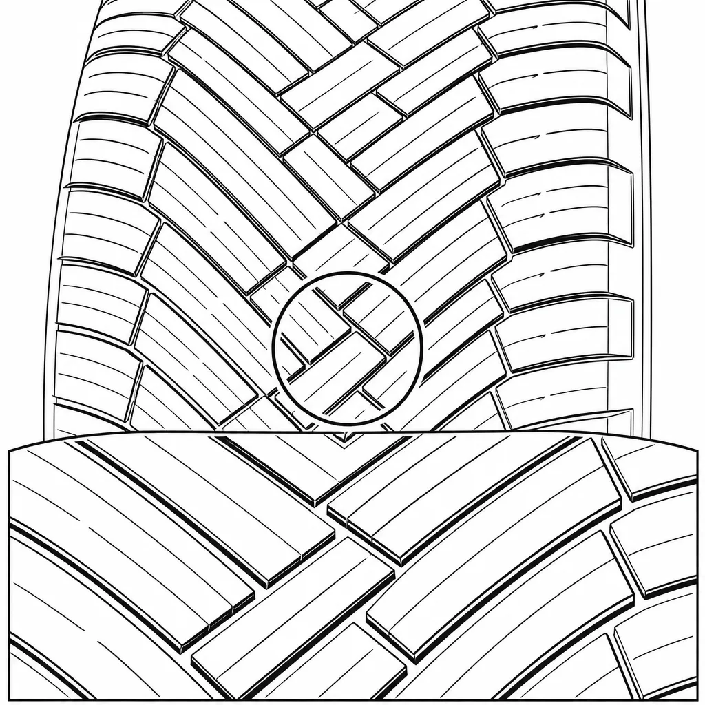 Schéma illustratif : Jonction centrale formée par les pointes des rangées opposées