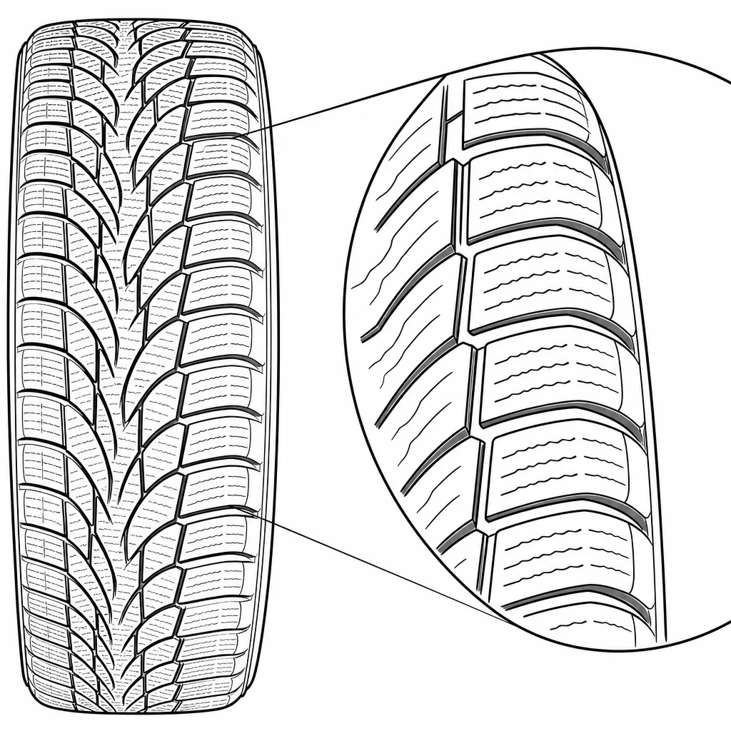 Schéma illustratif : Épaules composées de blocs individuels séparés par des rainures latérales ouvertes