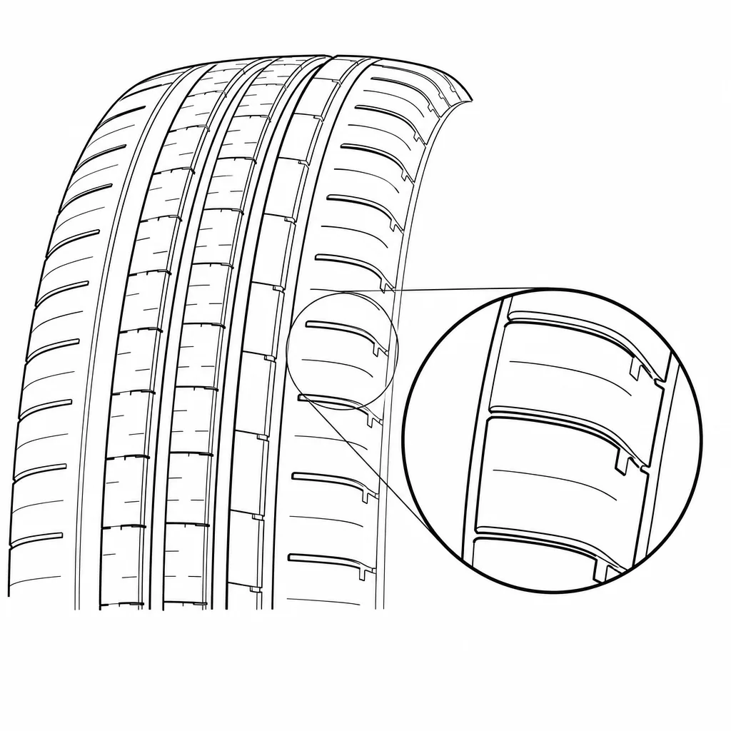 Schéma illustratif : Épaules allongées à encoches transversales courtes