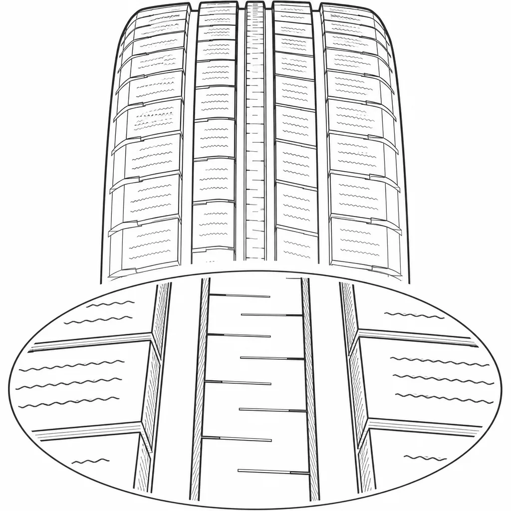 Schéma illustratif : Nervure centrale continue, étroite et entaillée transversalement