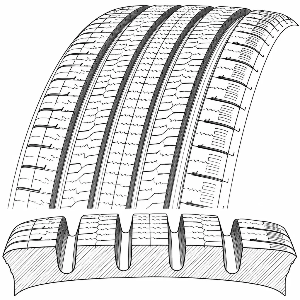 Schéma illustratif : Quatre rainures longitudinales ouvertes dans la couronne