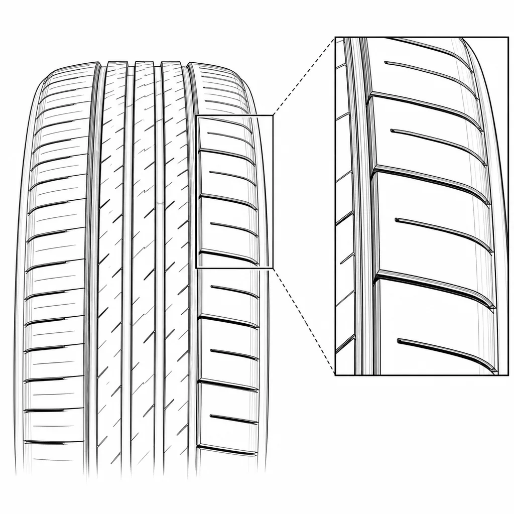 Schéma illustratif : Pavés d’épaule larges avec encoches étroites et régulières