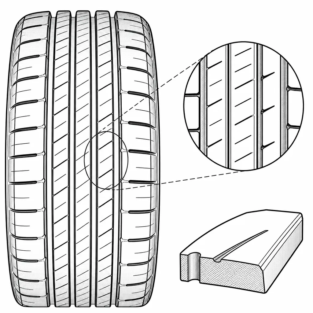 Schéma illustratif : Entailles obliques de densité moyenne dans les nervures
