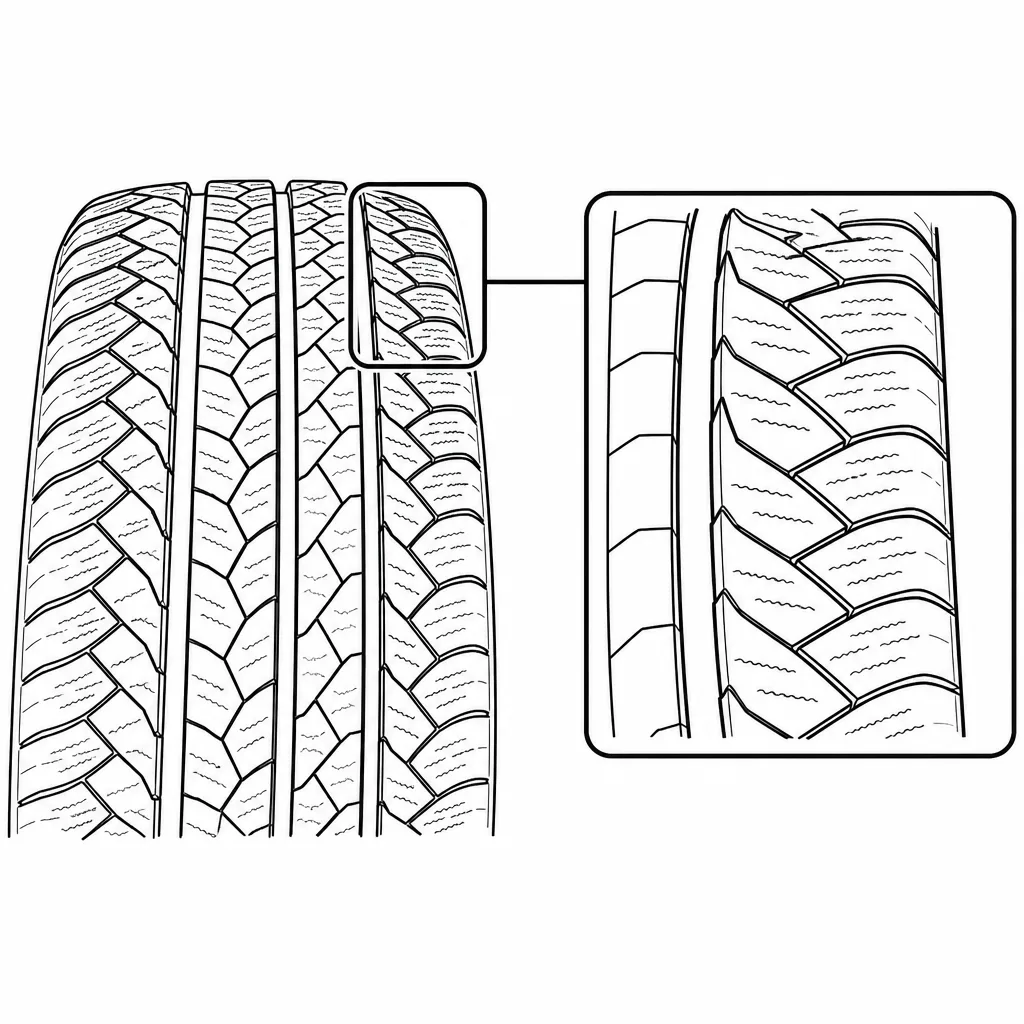 Schéma illustratif : Épaules à pavés obliques serrés et entaillés
