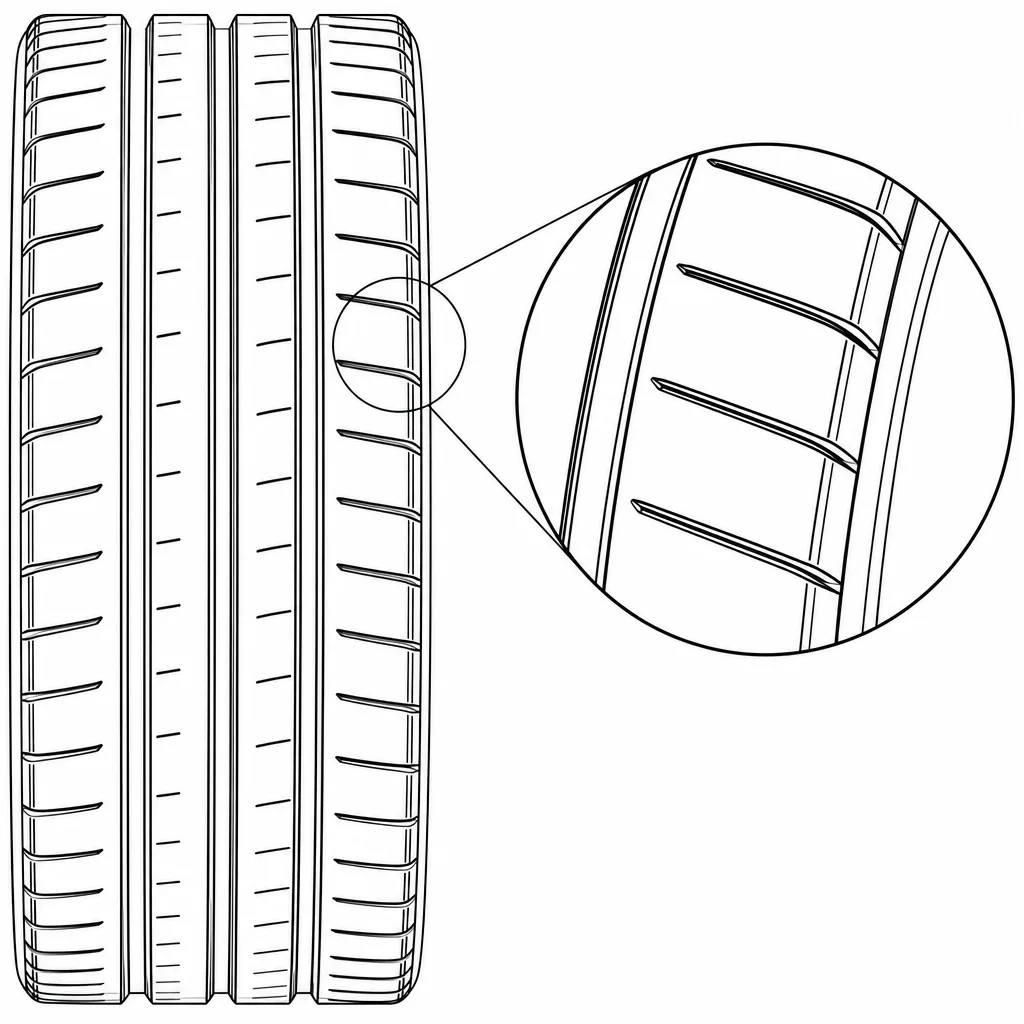 Schéma illustratif : Encoches d’épaule obliques, étroites et peu profondes