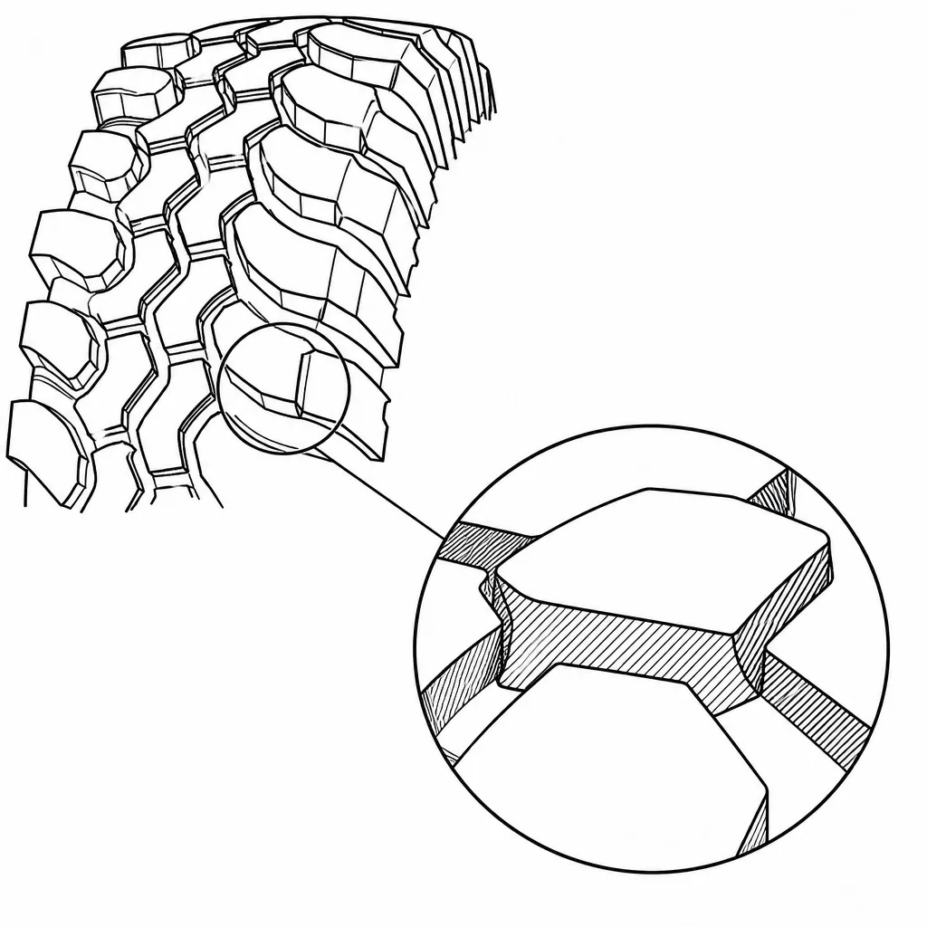 Schéma illustratif : Faible surface portante constituée d’îlots de gomme indépendants
