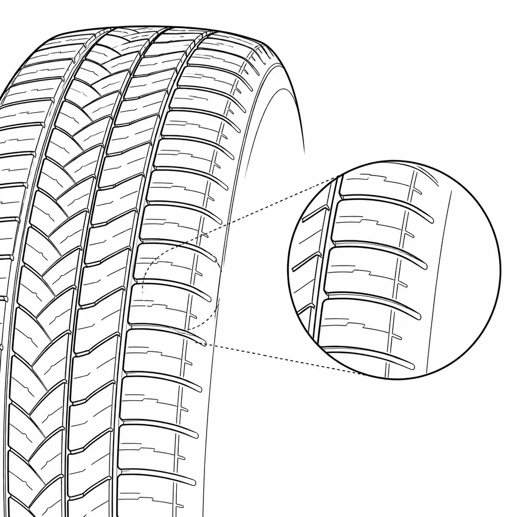 Schéma illustratif : Épaules composées de pavés séparés par des entailles transversales