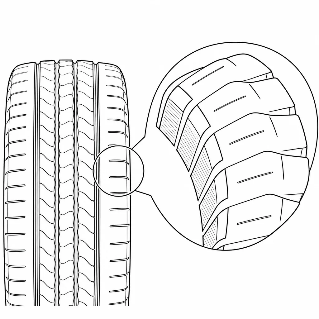 Schéma illustratif : Épaules arrondies à petits éléments rapprochés et encoches peu ouvertes