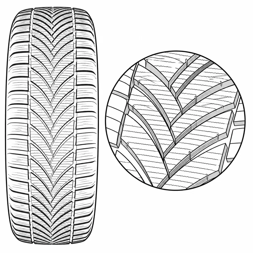 Schéma illustratif : Chevrons subdivisés par une forte densité de fines découpes