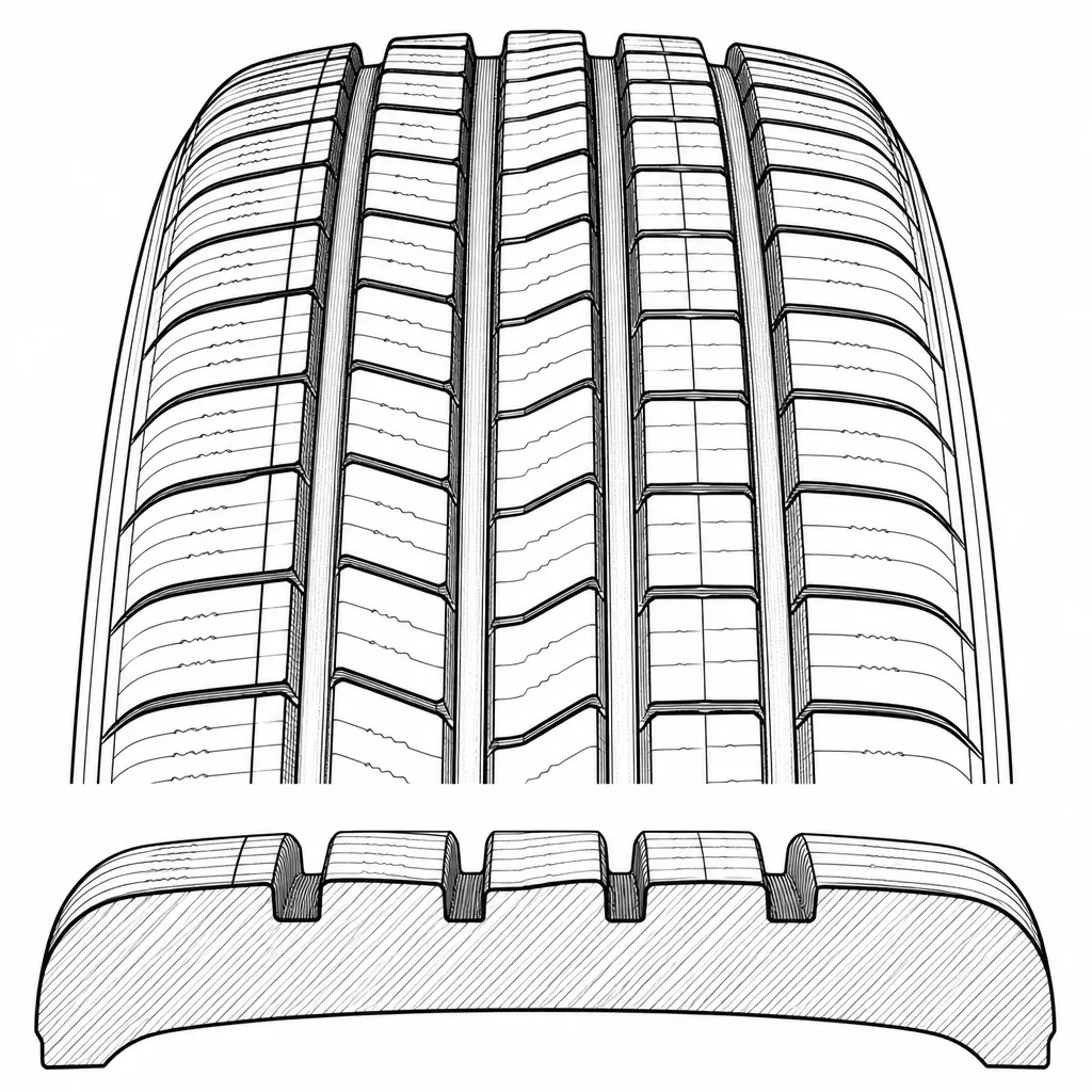 Schéma illustratif : Faible largeur apparente des quatre sillons et forte proportion de gomme centrale