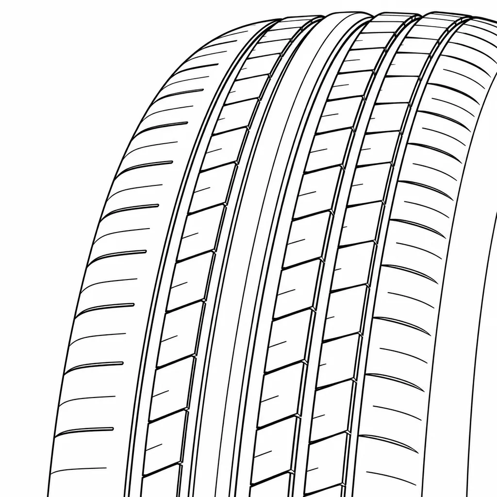 Schéma illustratif : Alternance de bandes longitudinales étroites et de rangées de petits pavés