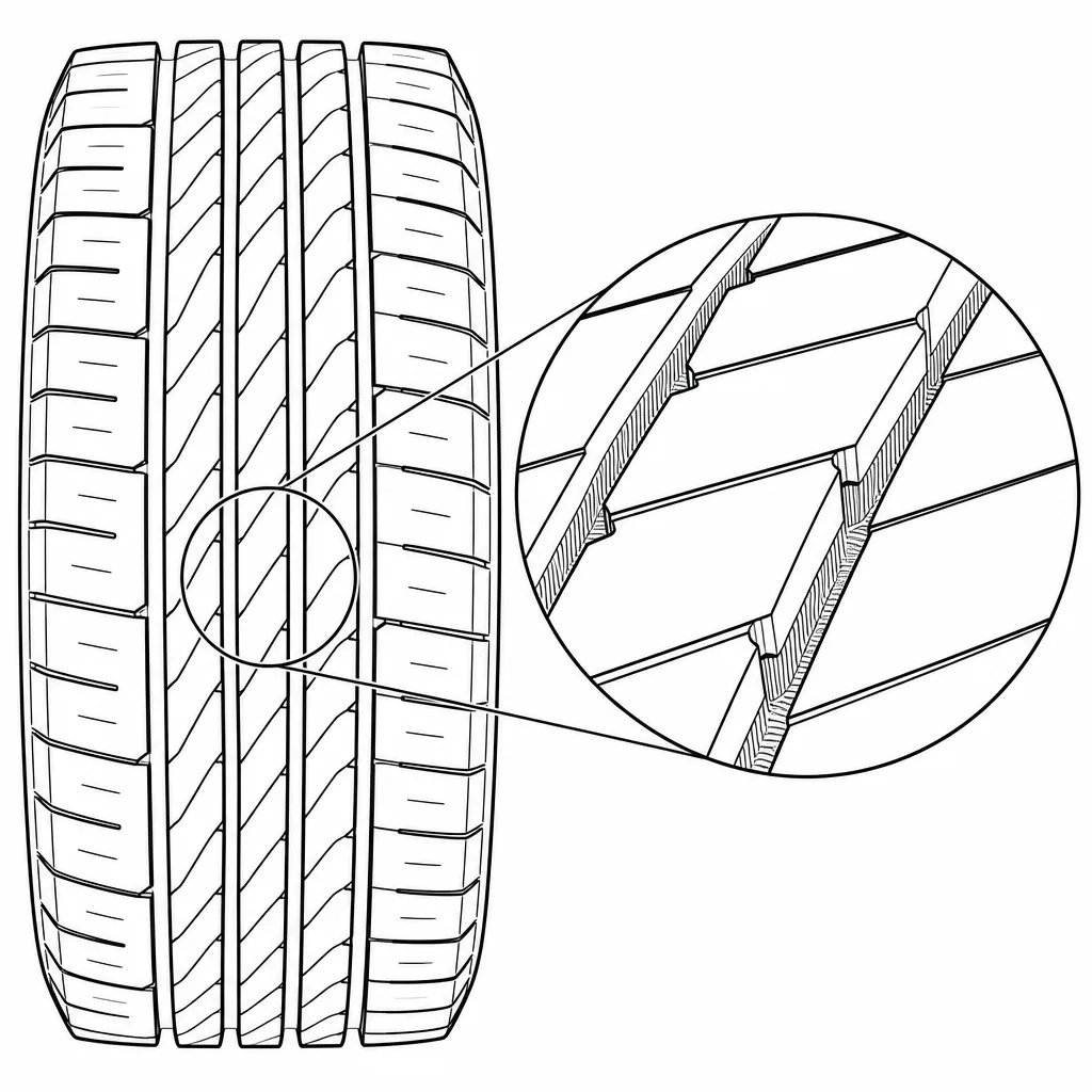 Schéma illustratif : Ponts de gomme subsistant autour des entailles obliques centrales