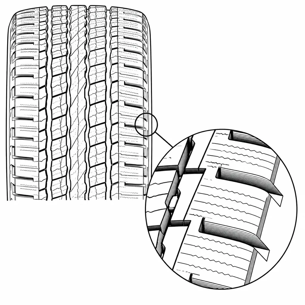 Schéma illustratif : Ponts de gomme circonférentiels plus longs dans les rangées latérales