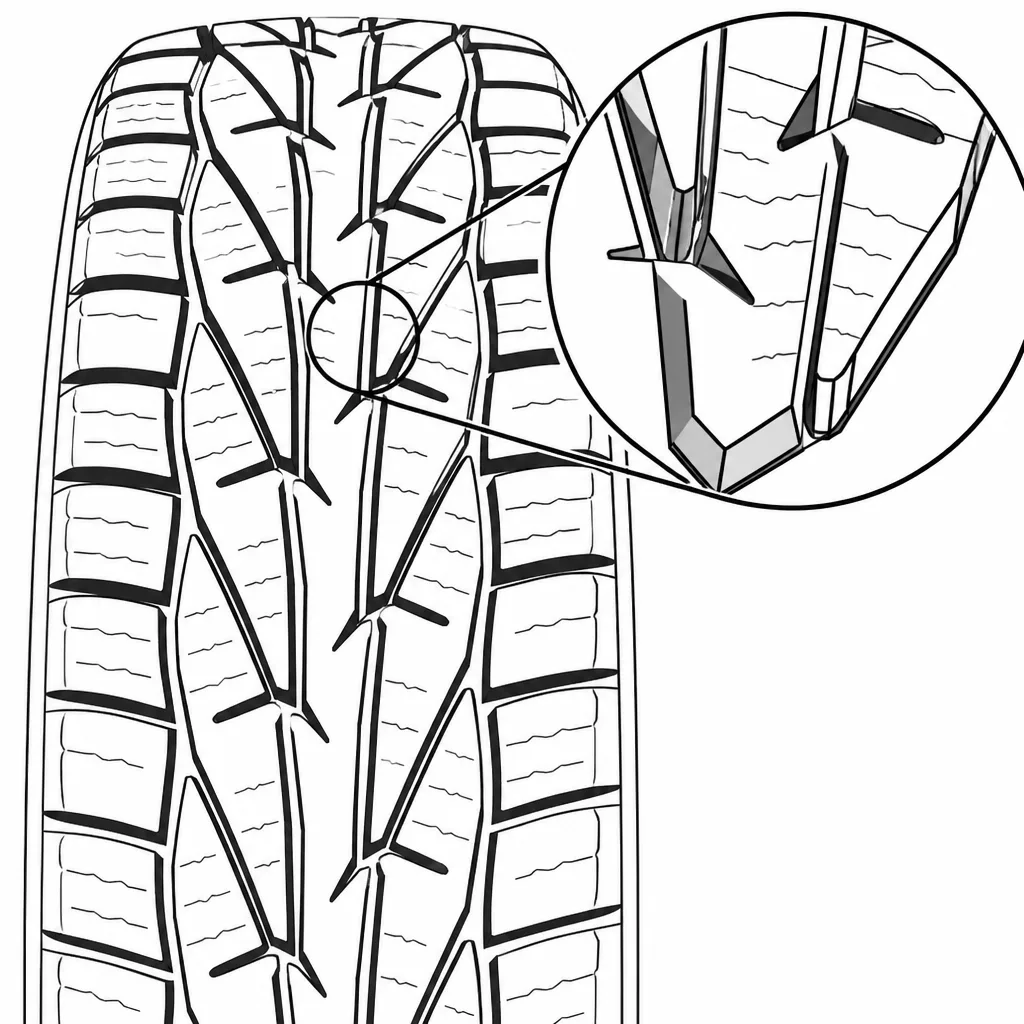 Schéma illustratif : Pointes anguleuses des éléments centraux