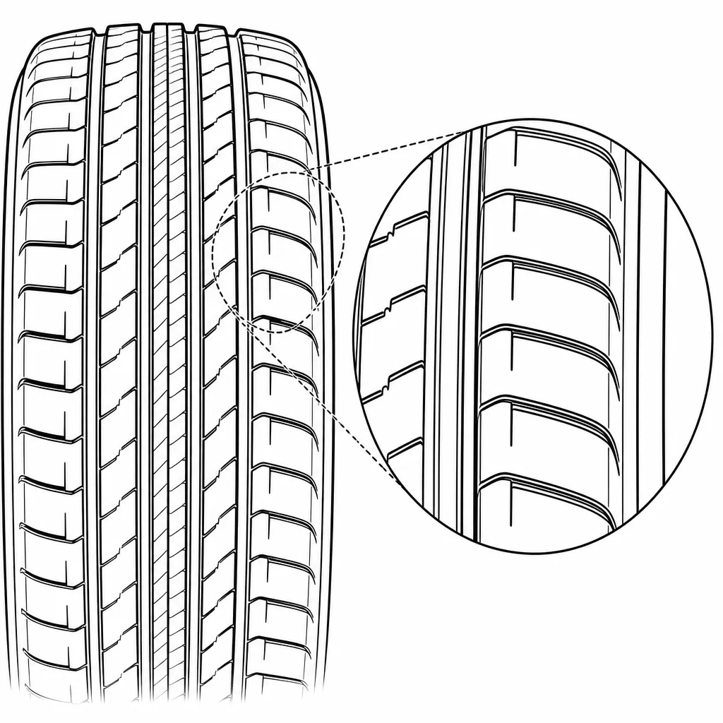 Schéma illustratif : Épaules semi-continues à encoches transversales courtes