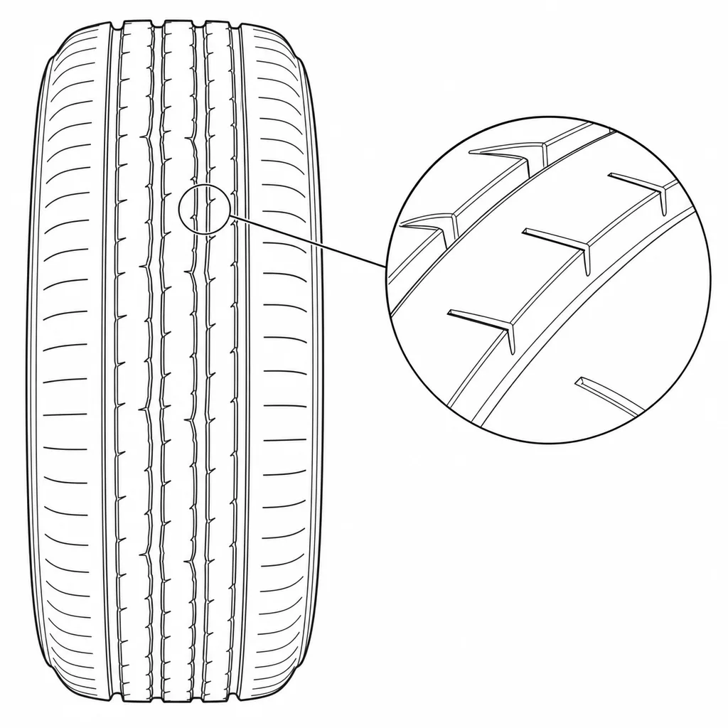 Schéma illustratif : Entailles courtes se terminant dans les bandes de gomme