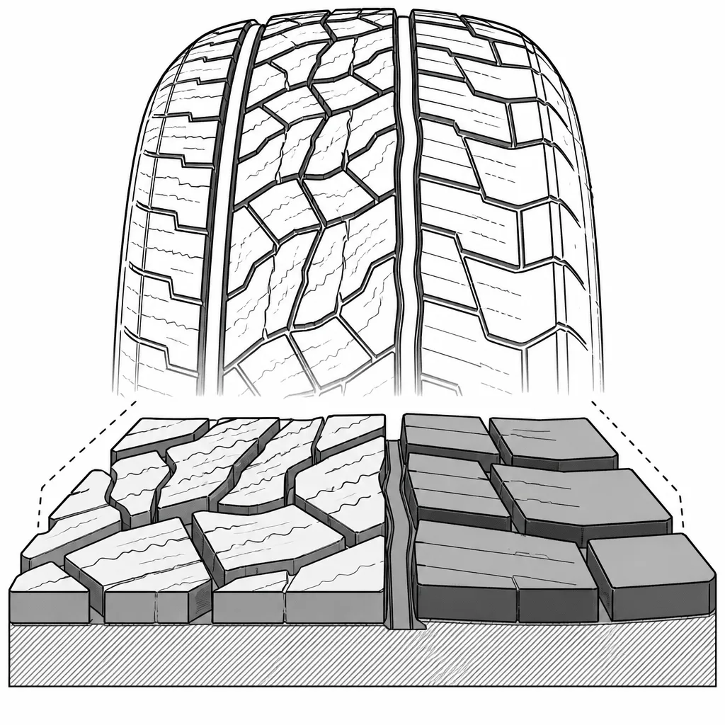 Schéma illustratif : Différence de taux de gomme entre la zone polygonale et les rangées plus régulières