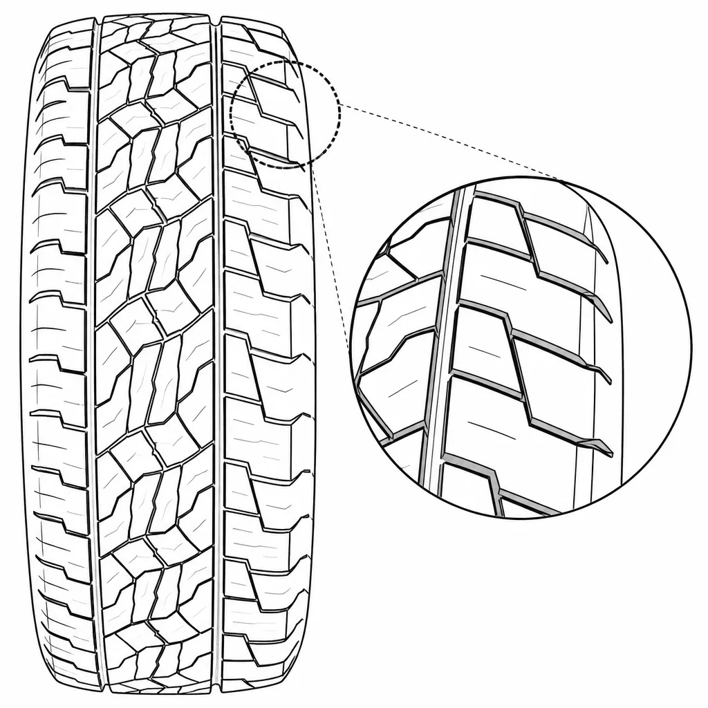 Schéma illustratif : Pavés d’épaule larges séparés par des encoches marquées