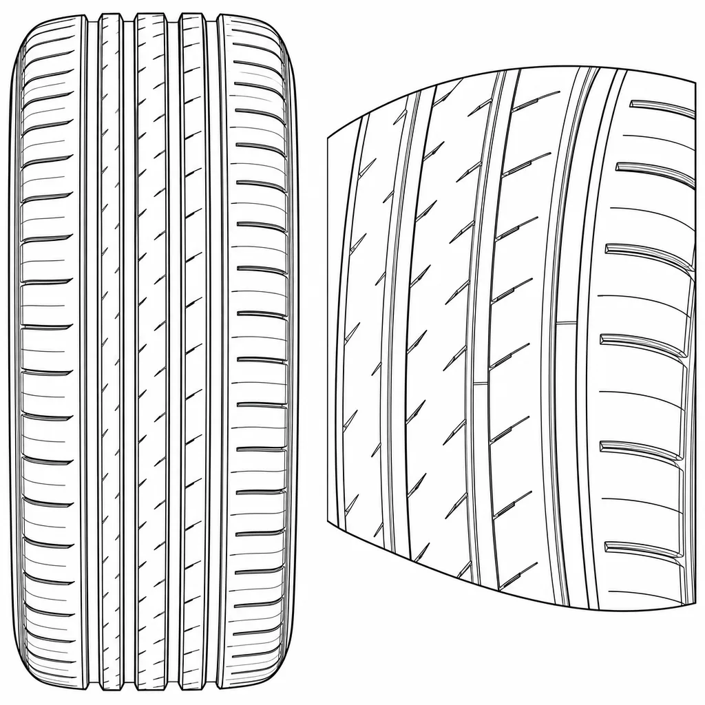 Schéma illustratif : Nervures centrales étroites à densité moyenne de petites incisions