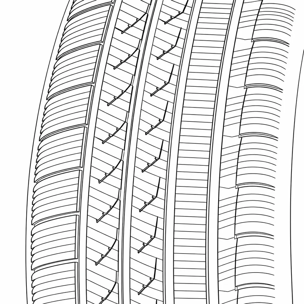 Schéma illustratif : Découpage très dense des éléments de gomme en sous-segments étroits