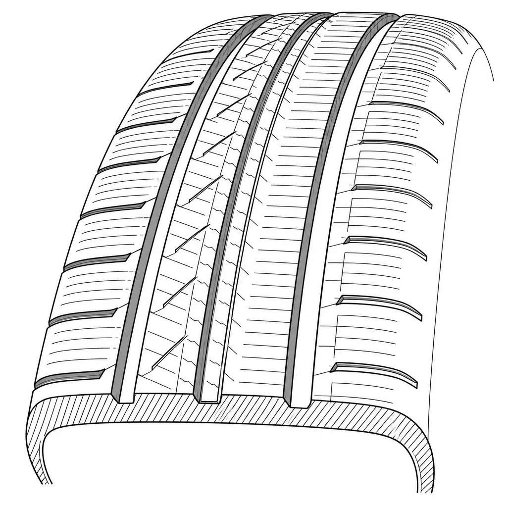 Schéma illustratif : Bandes d’épaule semi-continues conservant une forte proportion de gomme