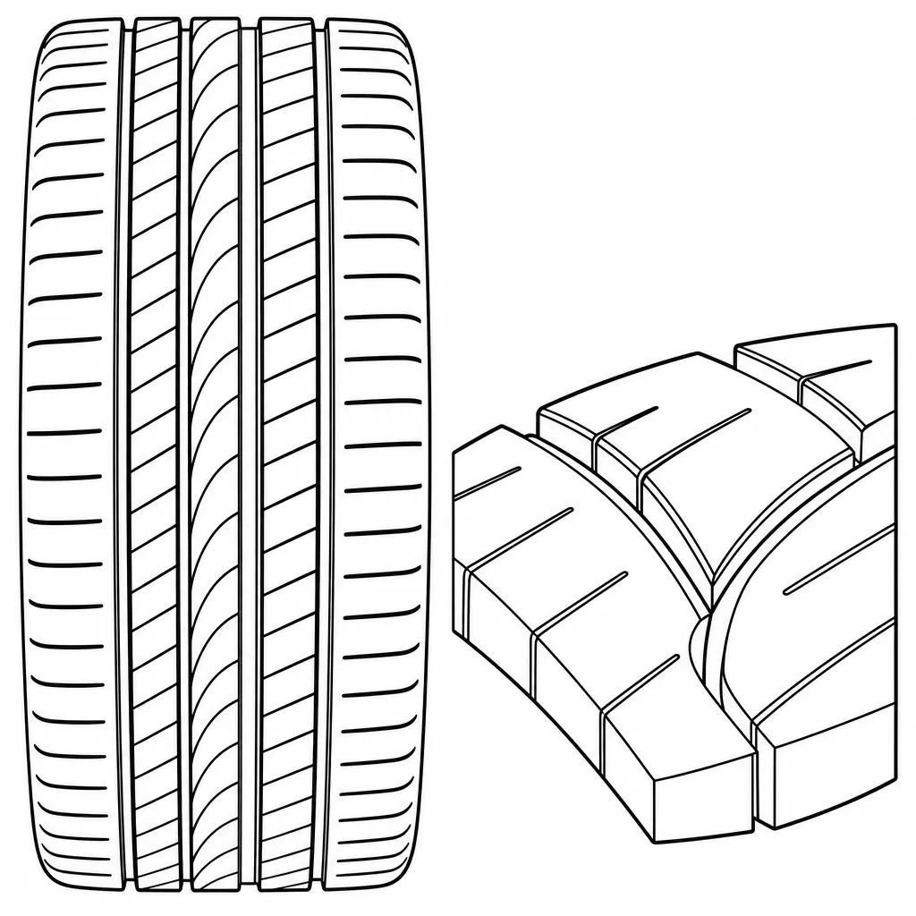 Schéma illustratif : Lamellisation moyenne des éléments de gomme