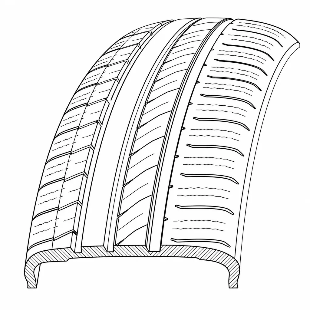 Schéma illustratif : Éléments d’épaule allongés, semi-continus et finement entaillés