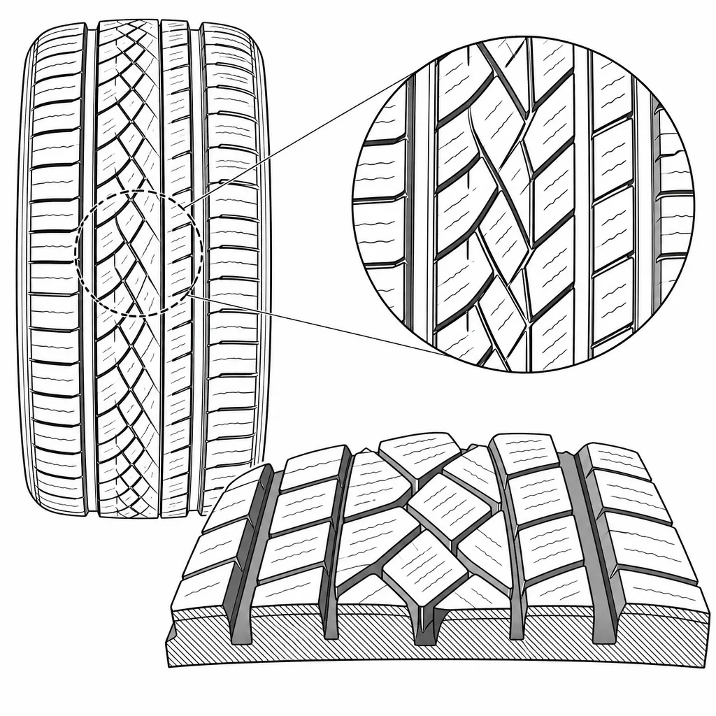Schéma illustratif : Centre sans nervure continue, composé de pavés allongés imbriqués en chevrons