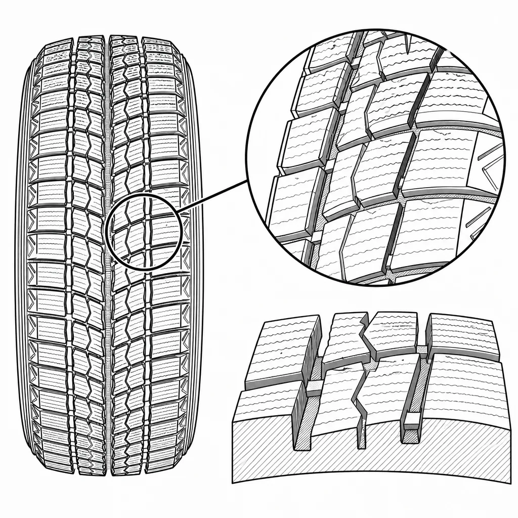 Schéma illustratif : Ponts de gomme étroits entre les fines découpes