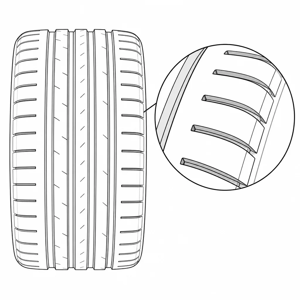 Schéma illustratif : Épaules quasi continues découpées par des encoches transversales régulières