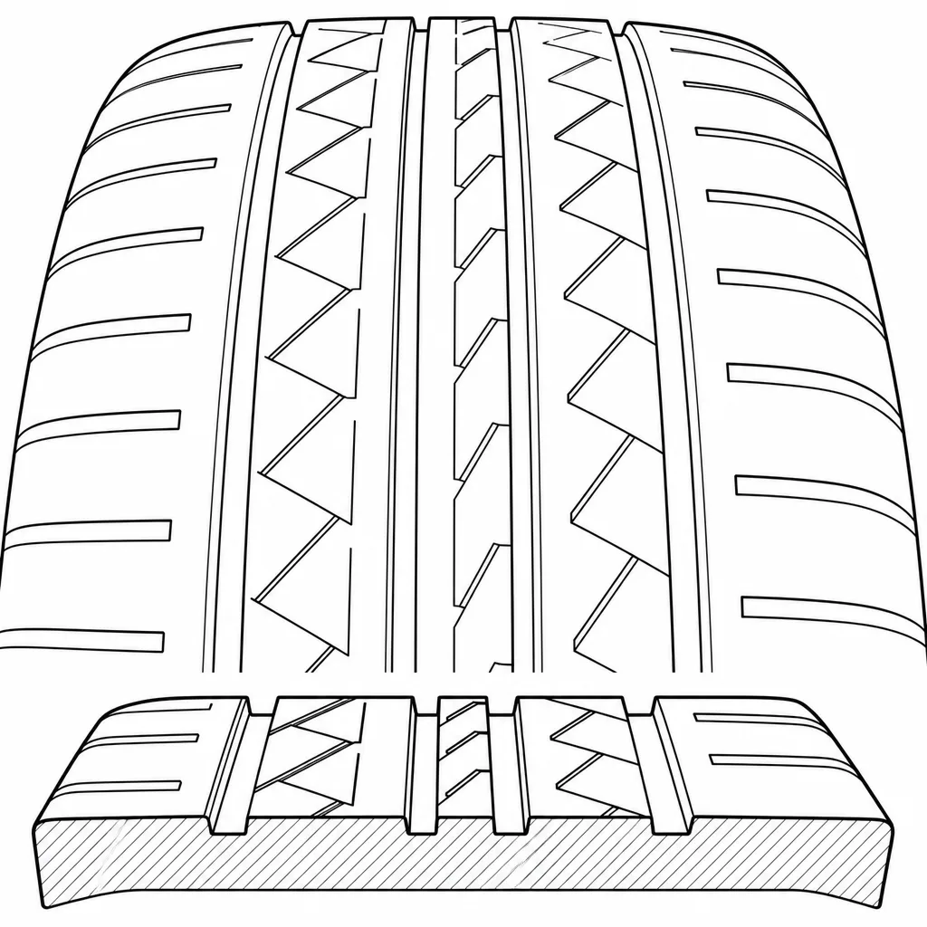 Schéma illustratif : Nervure axiale étroite marquée par des découpes obliques